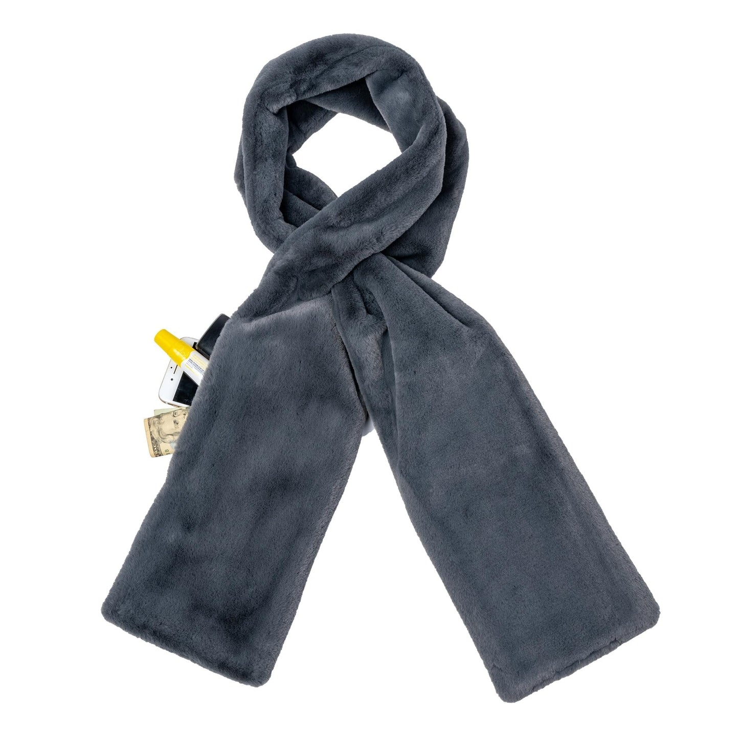 Chic Faux Fur Infinity Scarf with Hidden Zip Pocket
