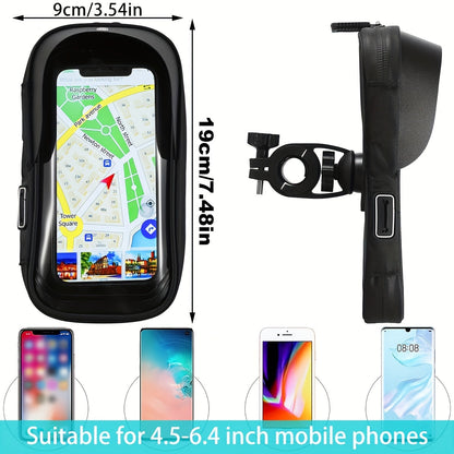 Waterproof Bicycle and Motorcycle Phone Mount – 360° Rotation for 4.5–6.4 inch Devices