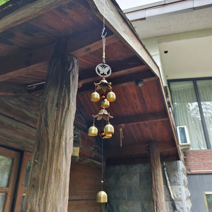 Double Bell Wind Chime | Metal Pendant | Home & Garden Decor | Hanging Brass Bell