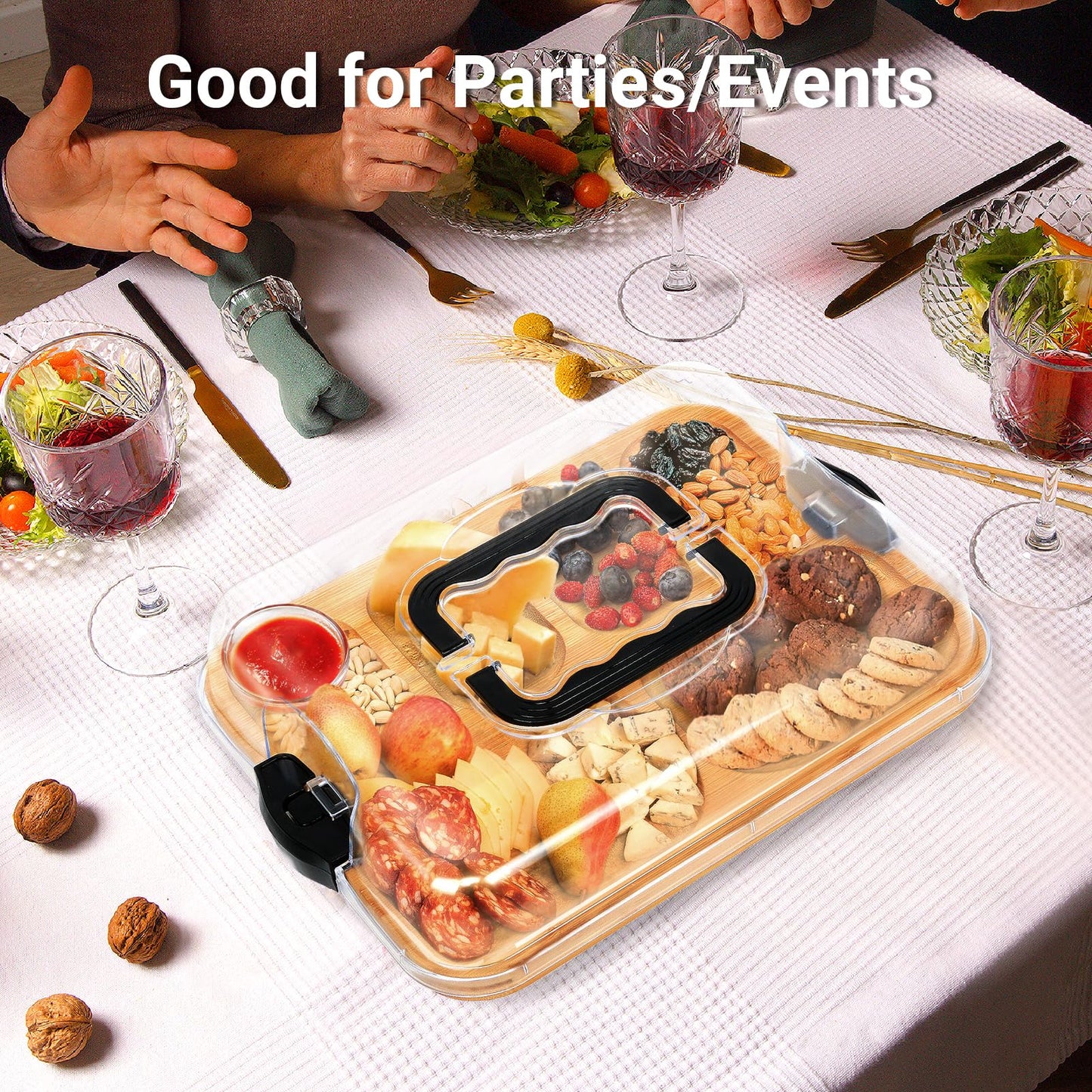 Serving Tray Made of Bamboo with 6 Divided Sections