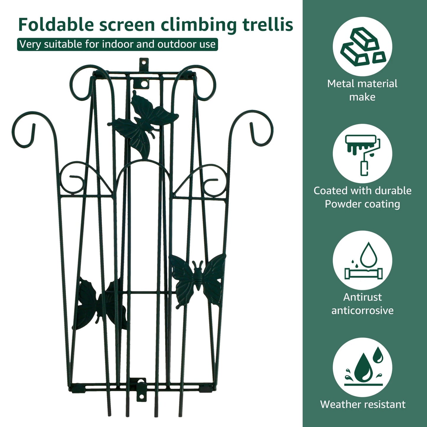 Foldable Metal Garden Trellis | Rust-Resistant | 83–113 cm | Support for Vegetables and Flowers