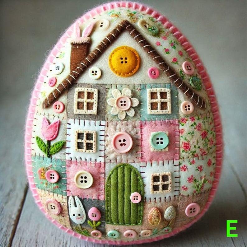 Charming Egg House DIY Kit | Patchwork Felt Craft Set for Easter