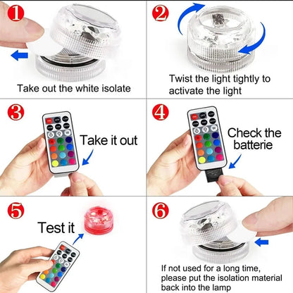 Mini Waterproof LED Underwater Lights | Remote Control | RGB Color Change
