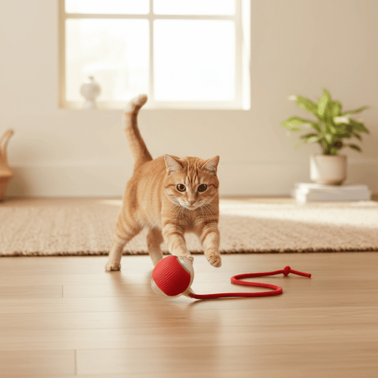 Playful Cat Ball with String | Engaging Indoor Toy for Cats