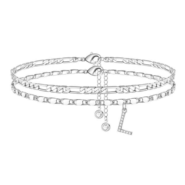 Customizable Layered Anklet | Adjustable & Hypoallergenic | Gold/Silver | 21.5 cm + 5 cm
