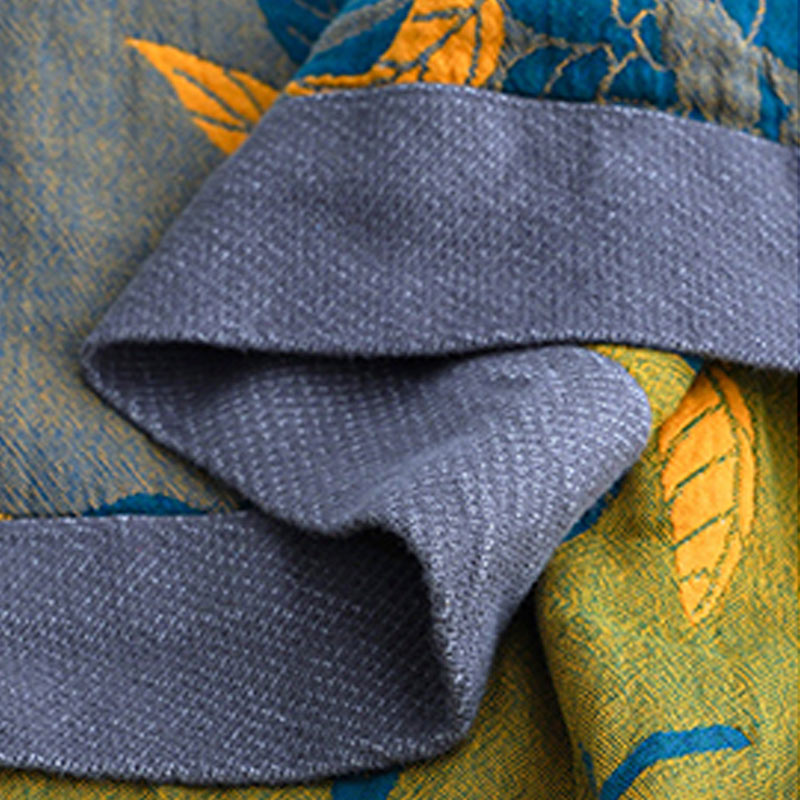 Printed Cotton Blanket with Olive Blossom Design