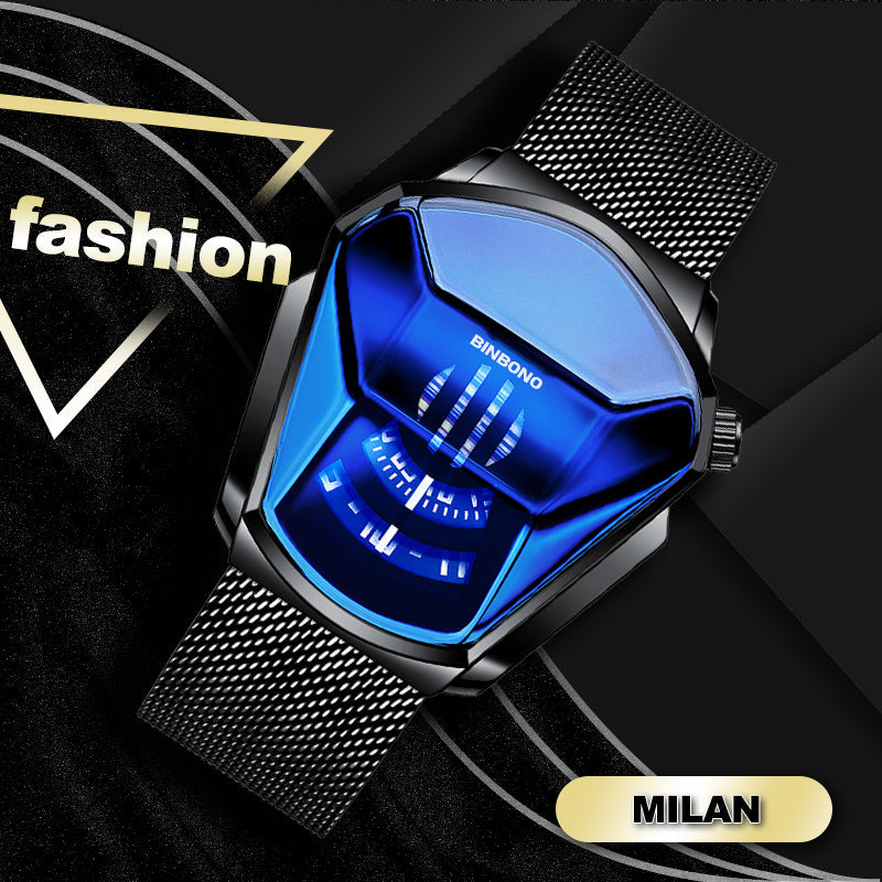 Men's Quartz Watch with Diamond Design