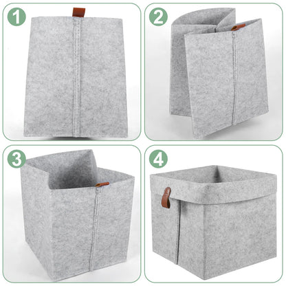 6-Piece Felt Storage Basket Set | 12L Foldable Organizers for Home & Closet