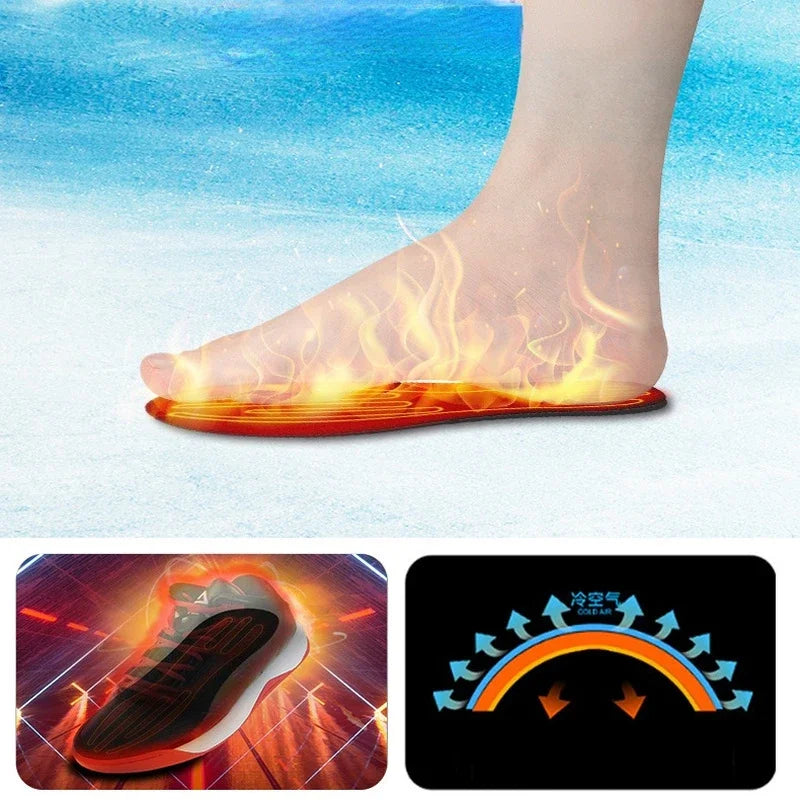 Rechargeable Heated Insoles with USB - Customizable Warm Inserts Size 35-46 for Outdoor Skiing Winter Foot Comfort