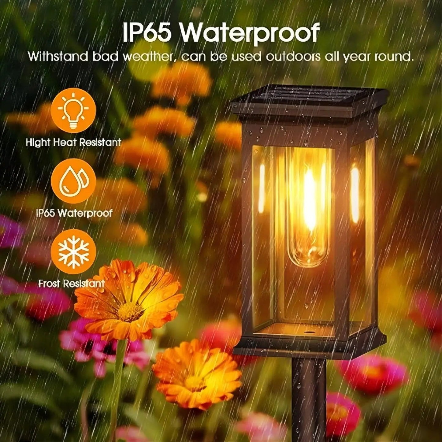 2-Pack Solar Garden Lights | IP65 Waterproof | Automatic On/Off | LED Pathway Lights