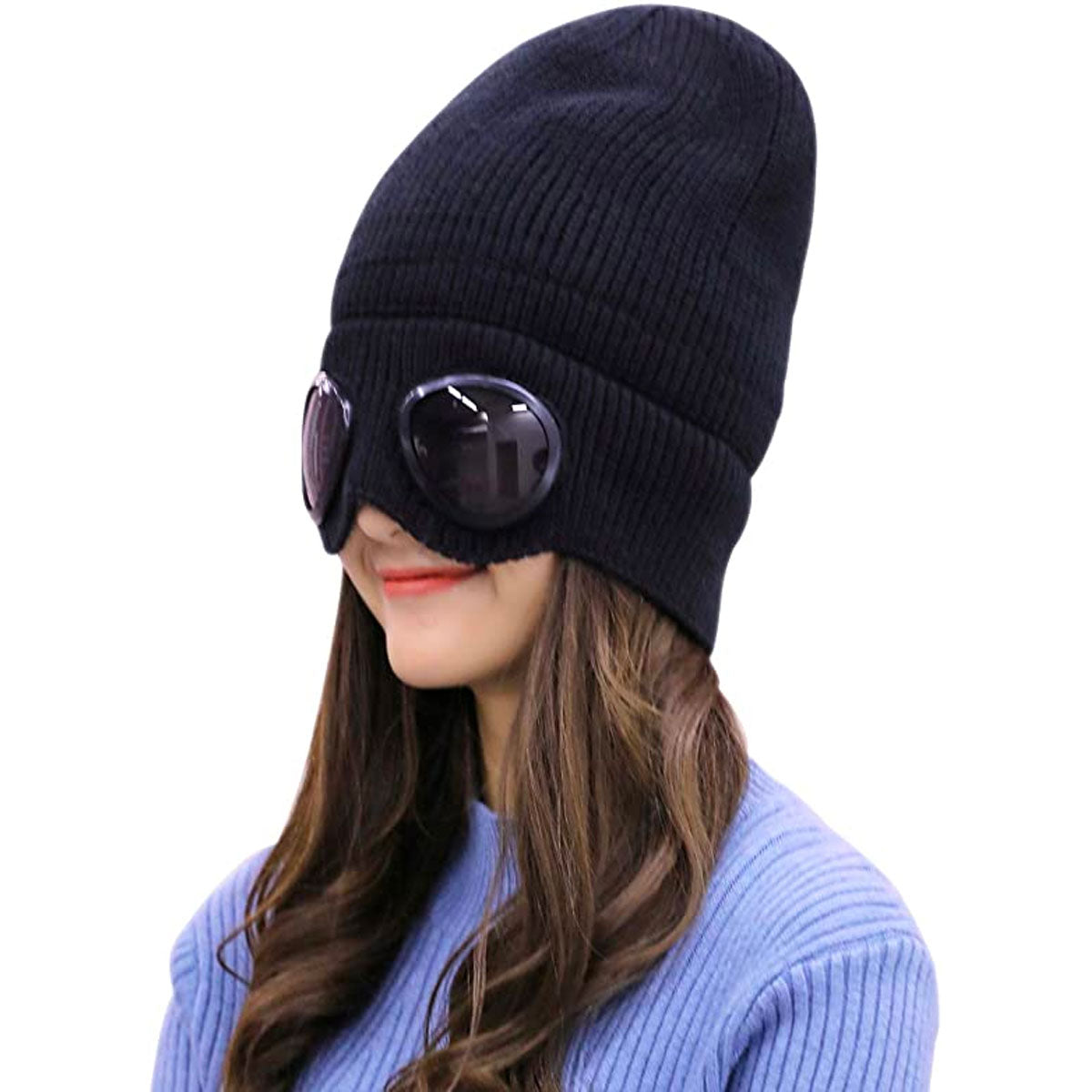 Windproof Stylish Headgear with Removable Goggles for Warmth