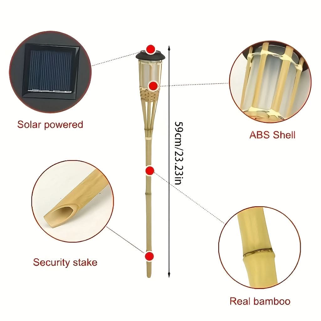 Solar Bamboo LED Flame Lights for Cozy Outdoor Atmosphere and Garden Decoration