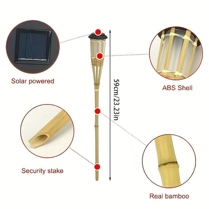 Solar Bamboo LED Flame Lights for Cozy Outdoor Atmosphere and Garden Decoration
