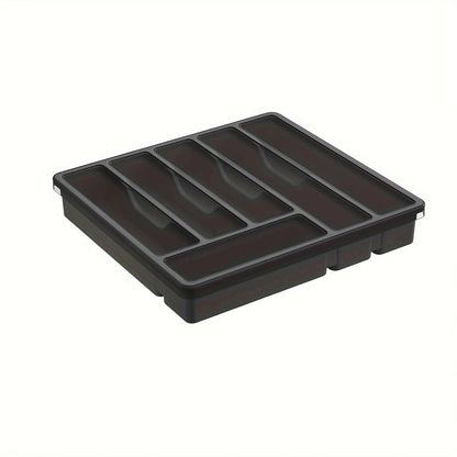 Cutlery Organizer with Lid | 6 Compartments | PP Plastic | 32x30x5.4 cm
