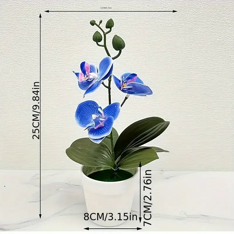 Artificial Orchid Bonsai | Realistic Flowers | Light-Resistant Table Decor for Living Room, Office & Entryway