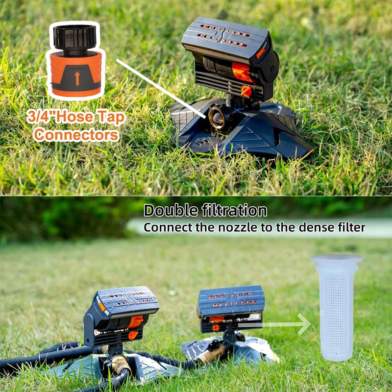 Oscillating Metal Head Lawn Sprinkler with Adjustable Range – 16 Nozzles for Garden and Grass Irrigation