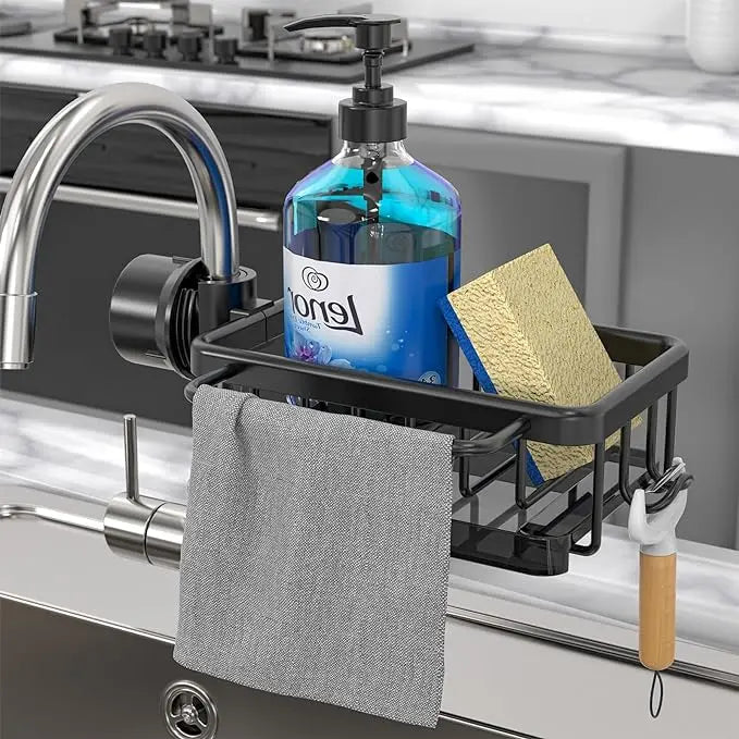 Smart Sink Organizer with Drain Tray | Sponge & Soap Holder
