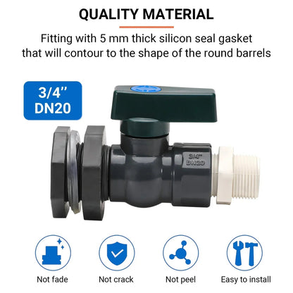 Rain Barrel Faucet Set | 3/4 Inch PVC Spigot | Barrel Connector Adapter | Seal Kit for Rain Barrels