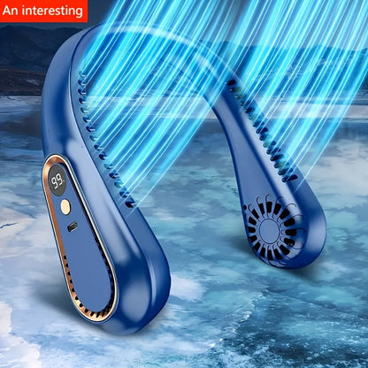 Portable USB Fan with 5 Speed Settings and Digital Display - Bladeless Design for Outdoor Use