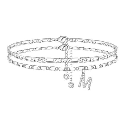 Customizable Layered Anklet | Adjustable & Hypoallergenic | Gold/Silver | 21.5 cm + 5 cm
