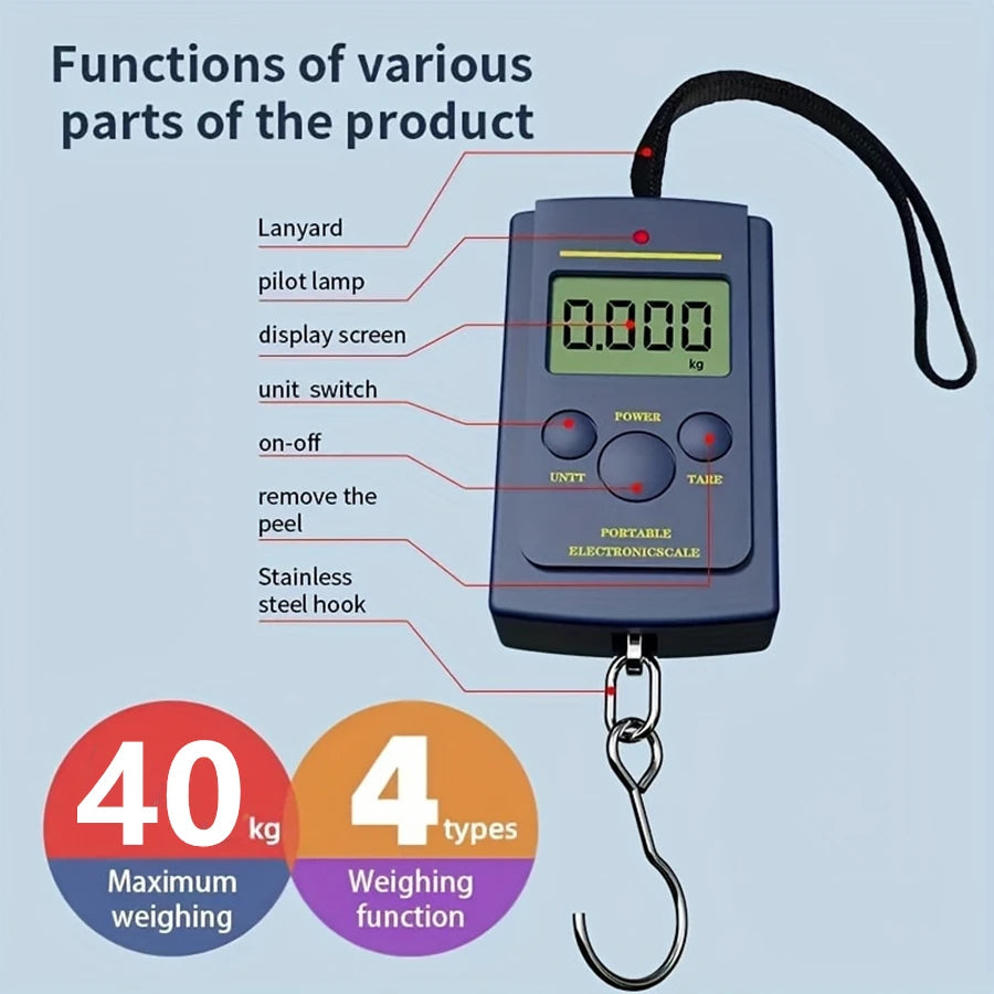 Digital Hanging Scale | 40 kg Capacity | Portable & Versatile | LCD Display