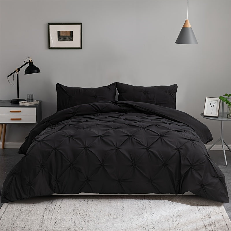 Pintuck Pattern White Quilt Cover Set