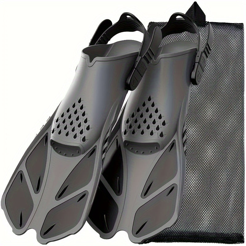 Snorkel and Swim Fins with Adjustable Straps, Open Heel & Compact Design - Ideal for Travel and Water Sports