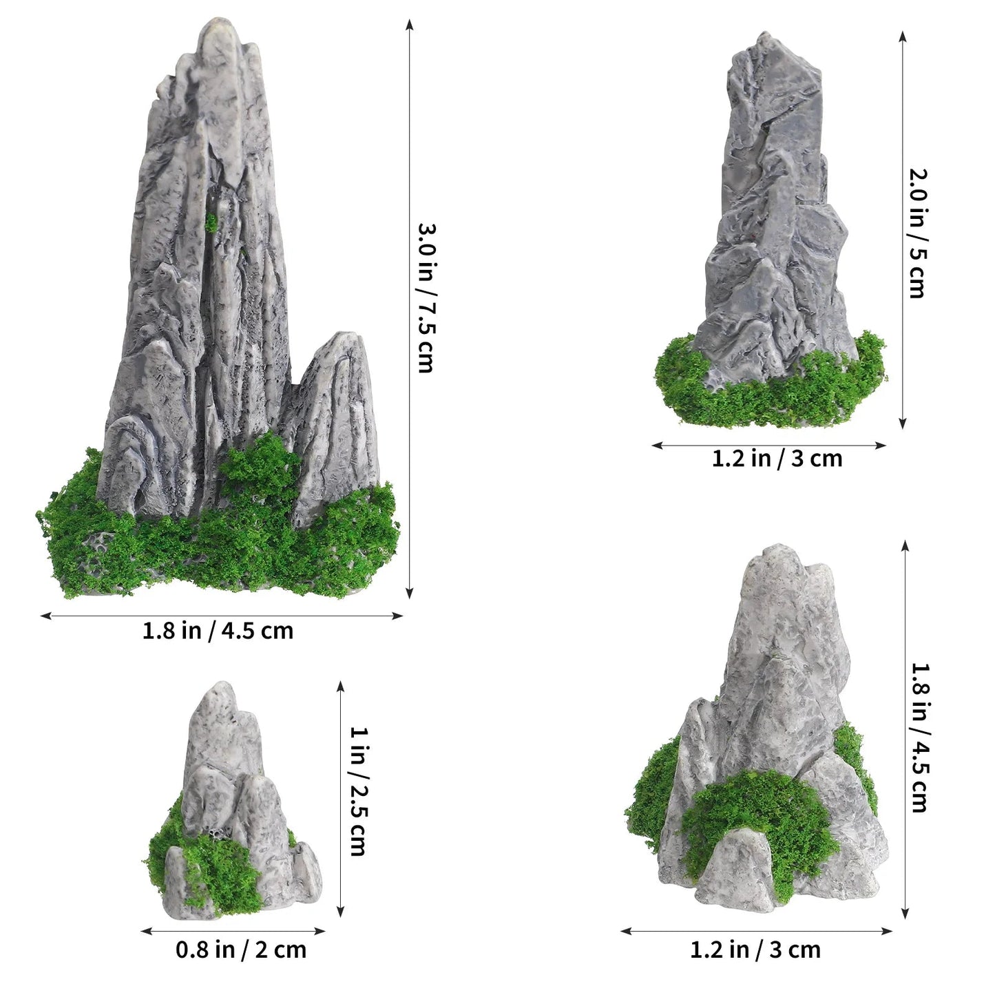 Miniature Rock Decorations Set - 8-Piece Resin Landscape & Desk Decor