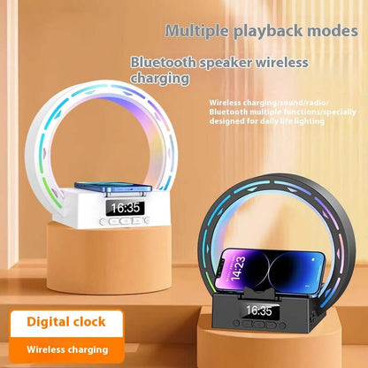 4-in-1 Bluetooth Speaker with Charging Pad, Alarm Clock & Bedside Lamp