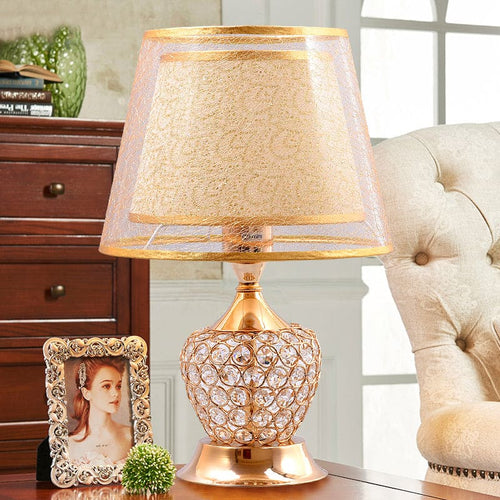 Urn-Shaped Bedside Light with Dual Lampshade Design