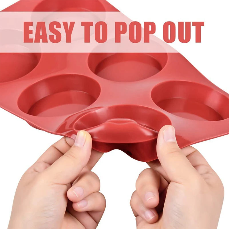 Flexible Silicone Baking Mold with 6 Cavities | Non-Stick | Round