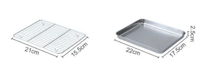 Stainless Steel Baking Tray with Wire Rack – Cake Baking, BBQ Pan, Oven Brownie Rack, Cooking, Roasting, and Grilling Tool