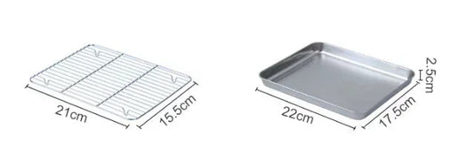 Stainless Steel Baking Tray with Wire Rack – Cake Baking, BBQ Pan, Oven Brownie Rack, Cooking, Roasting, and Grilling Tool