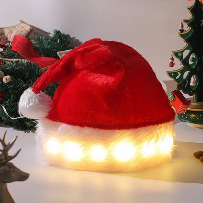 Illuminated Santa Hat with LED Lights – Soft Plush Christmas Beanie