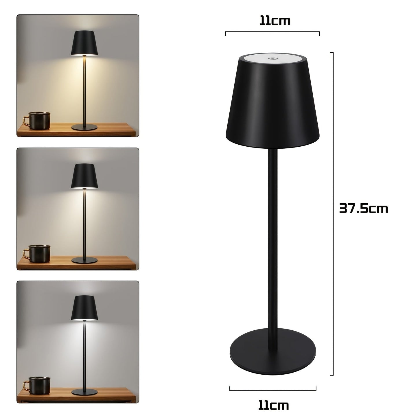 LED Table Lamp with Touch Control – Rechargeable for Nightstand Use