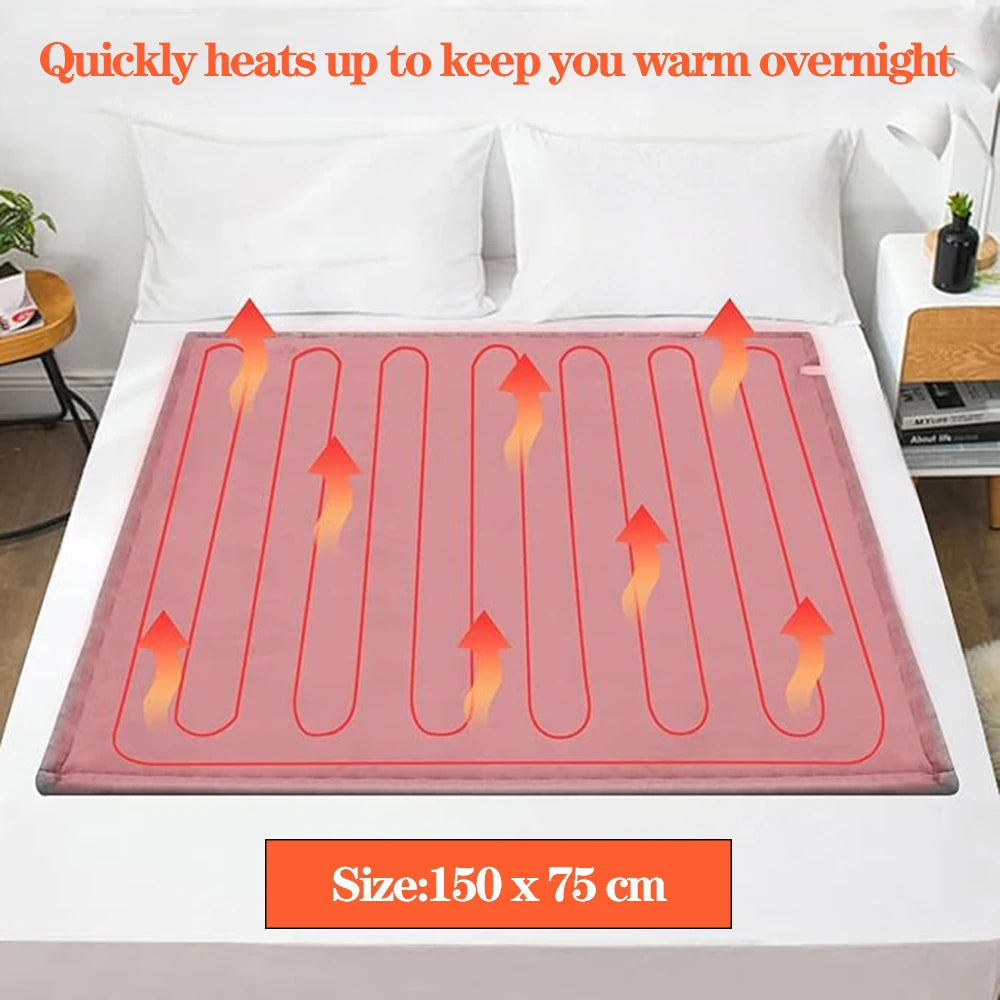 Electric Heating Blanket | Dual-Layered Flannel Throw with Timer & Overheat Protection | 220V, 150 × 75 cm