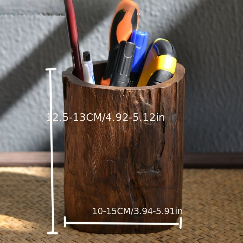 Handcrafted Wooden Desk Pen Holder – Natural and Distinctive Design