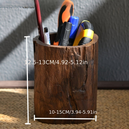 Handcrafted Wooden Desk Pen Holder – Natural and Distinctive Design