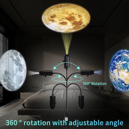 Star Projector Lamp with USB 5V Ceiling Mount | Replaceable Light Strips | Planet and Christmas Designs