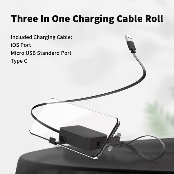 Versatile 3-in-1 Charging Cable | Compact and Tangle-Free