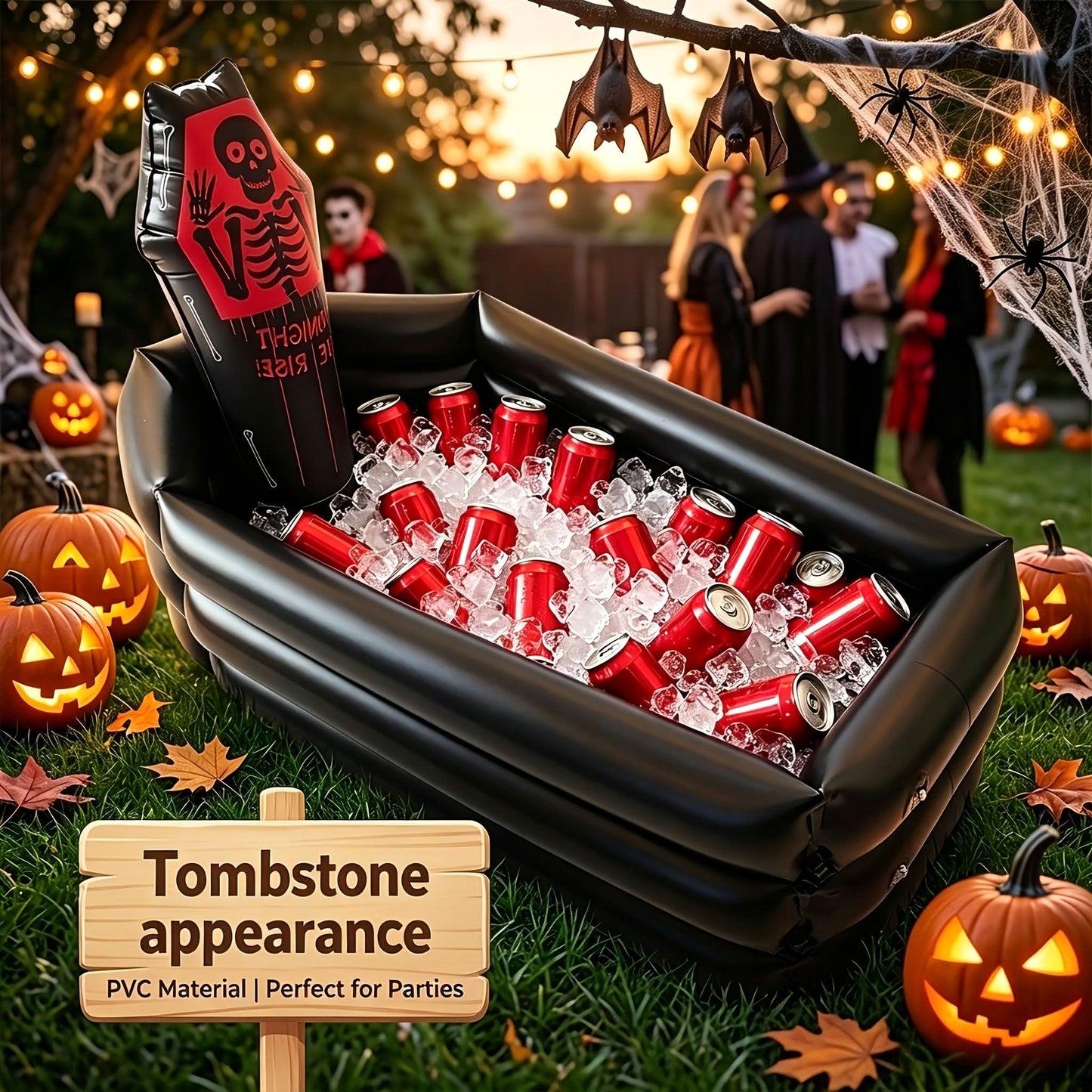 Inflatable Party Cooler Shaped Like a Halloween Tombstone
