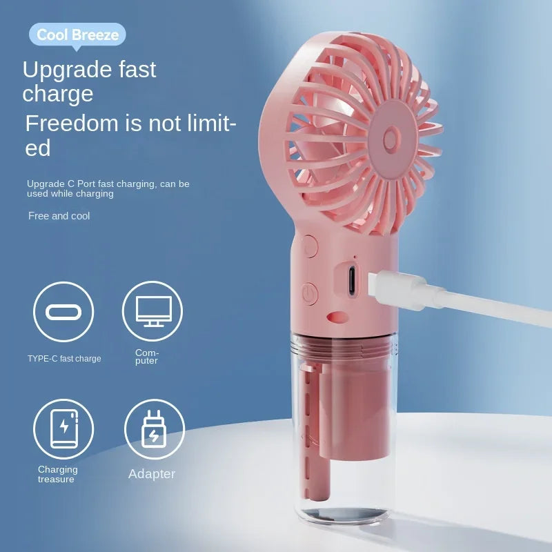 Portable Mini Handheld Fan with Water Mist | Rechargeable USB | Spray Fan for Camping, Travel & Outdoor