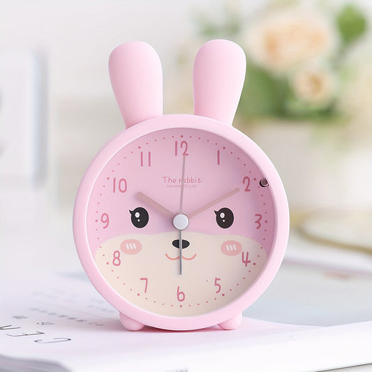 Children's Quiet Alarm Clock with Night Light – Compact Rabbit Design