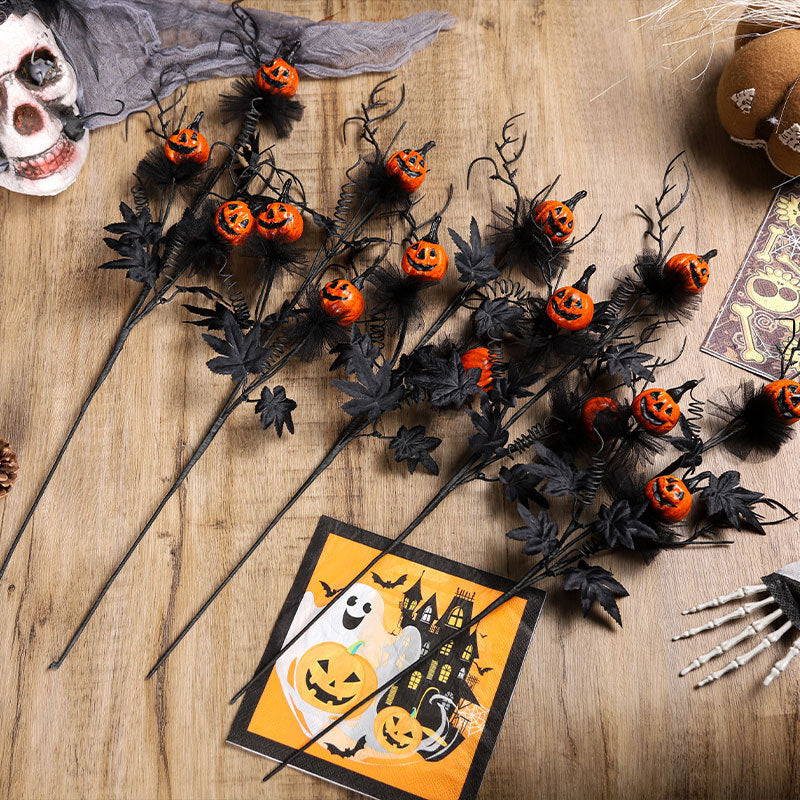 Halloween Black Pumpkin Branch Ornament for Decoration