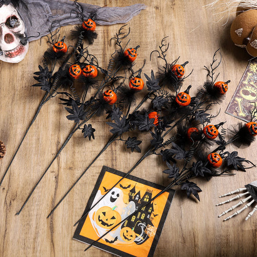 Halloween Black Pumpkin Branch Ornament for Decoration