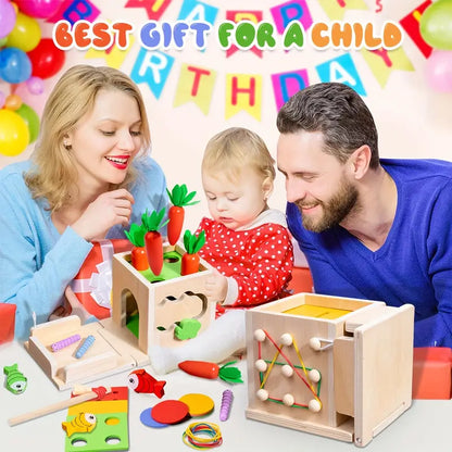 8-in-1 Wooden Montessori Play Box – Educational Toy for Infants