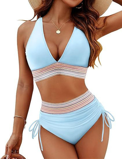 Elevate Your Beach Look with High-Waisted Crochet Bikini Set