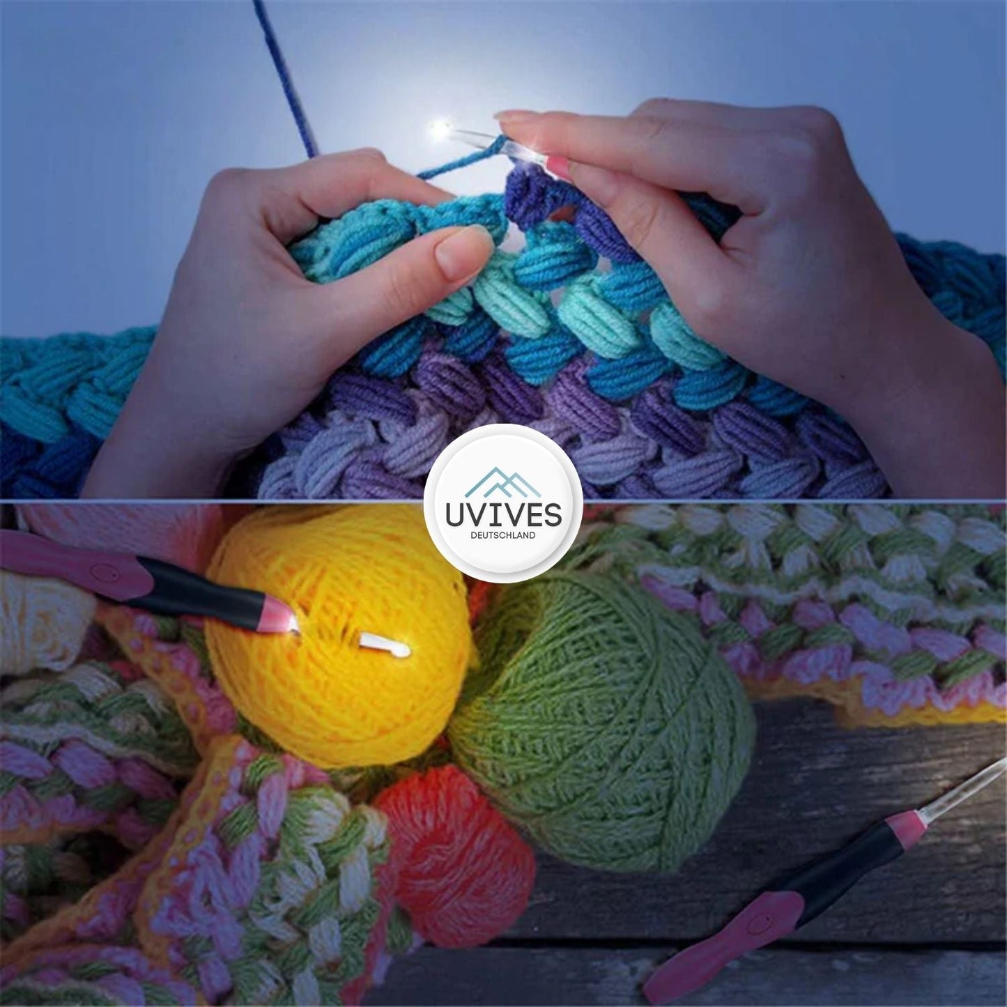 Rechargeable Glow Crochet Hooks Set