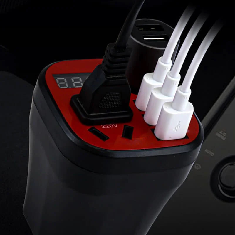 Compact Car Power Converter with Fast Charging Ports