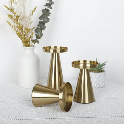 Set of 3 Elegant Decorative Candle Holders in Handcrafted Brass